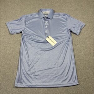 NWT Collars and Co Mens M Geometric Pattern Blue Dress Collar Polo Shirt $88